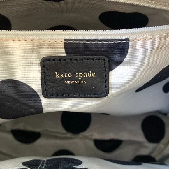 Kate Spade Womenʼs Black Boho Leather Handbag Shoulder Bag/Purse Polka Dot Lined - Picture 12 of 15